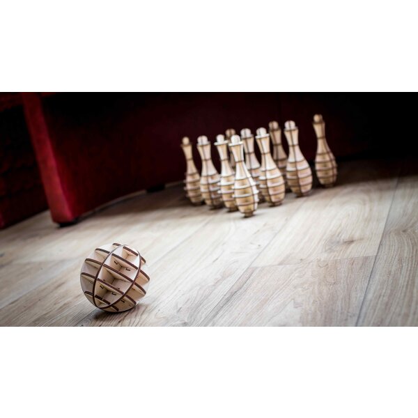 3D Holz Modellbausatz -  Mini Bowling (9 Kegel, 1 Kugel)