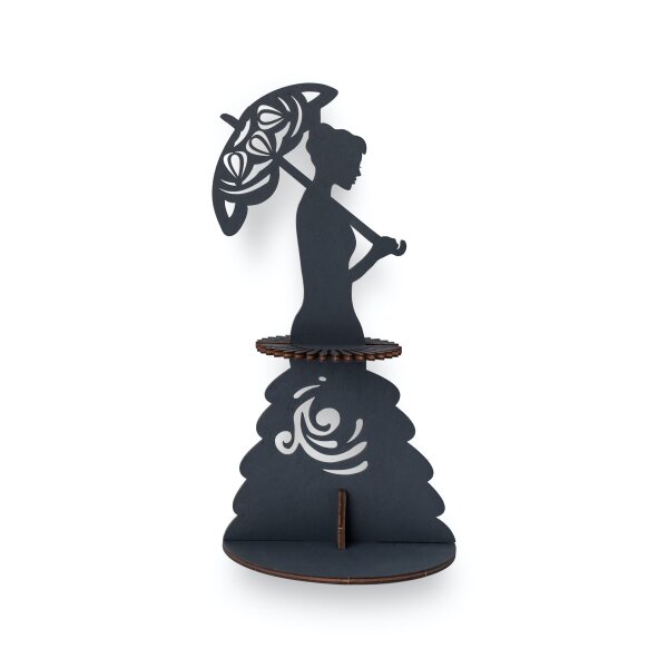 Wooden napkin holder - Lady with umbrella (black)