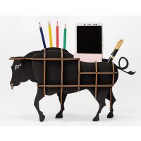 Schreibtisch Organizer aus Holz - Stier (schwarz)