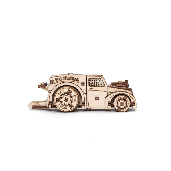 3D Mini wooden Model  - Vehicles Set (Monster Truck, Prerunner, Dragster, Hot Rod & Bike)