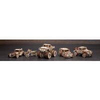 Mini kit modello 3D in legno - Set di veicoli (Monster Truck, Prerunner, Dragster, Hot Rod & Motociclo)