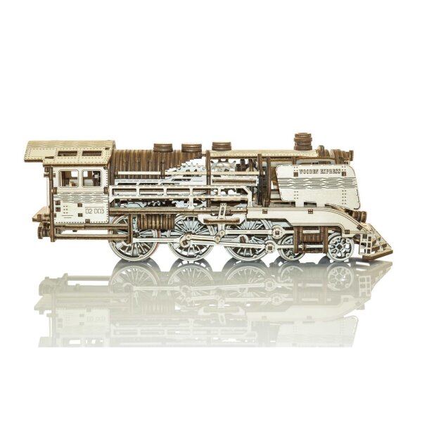 Express Lokomotive auf Schinen - 3D Holz Modellbausatz