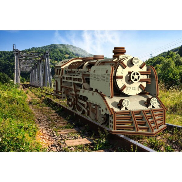 Wooden Express with rails - Mechanical 3D wooden puzzle