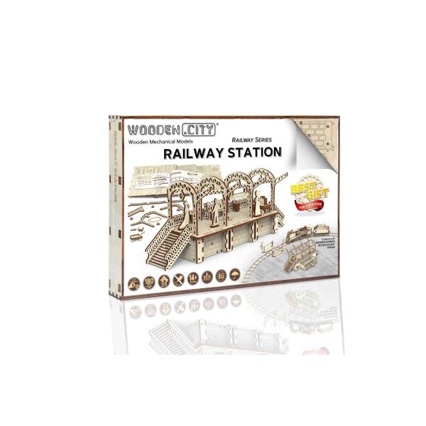 Bahnstation - 3D Holz Modellbausatz
