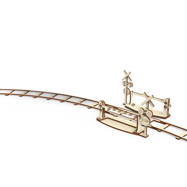 Runde Schienen mit Bahnübergang - 3D Holz Modellbausatz