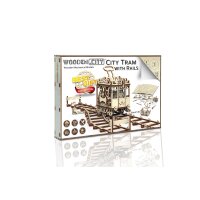 City Tram with rails - Mechanical 3D wooden puzzle