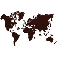 Carte du monde XXL - Couleur: Chêne foncé -...