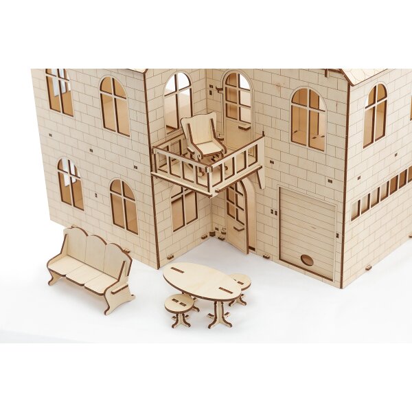 Kit de maquette 3D en bois - Maison de poupée (48,6x37,6x54,0 cm)