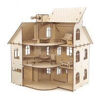 Kit modello in legno 3D - Casa delle bambole (48,6x37,6x54,0 cm)