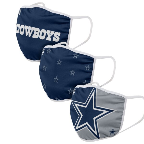 Dallas Cowboys - Masques faciaux 3 pack