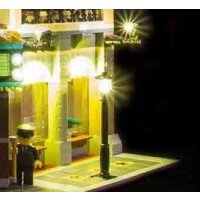 Lamp Post light (Black) with white LED installed for all LEGO® City & Creator sets.