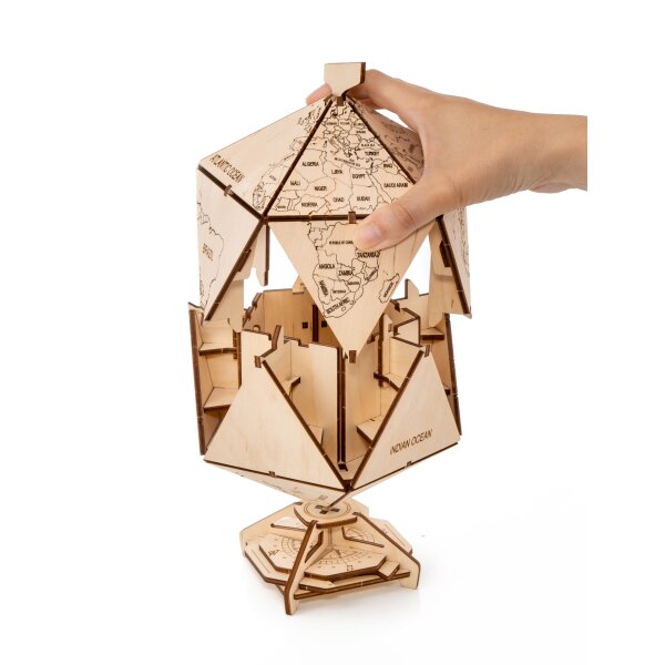 Mechanical 3D wooden-puzzle - Icosahedral Globe (brown)