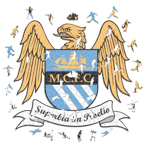 Man City FC - Logo R&eacute;tro - Puzzle en Bois Taille S (150 Pi&egrave;ces)