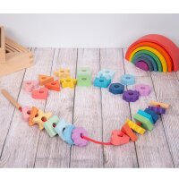28 Teiliges Regenbogen-Holzf&auml;delmotiv aus Holz