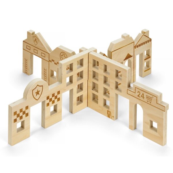 Scena della citt&agrave; di legno ad incastro