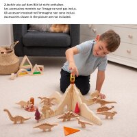 Slot-together wooden dinosaur world scene
