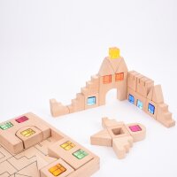 Ensemble de 40 blocs de construction en bois et de gemmes en acrylique