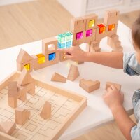 Ensemble de 40 blocs de construction en bois et de gemmes en acrylique