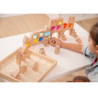 Ensemble de 40 blocs de construction en bois et de gemmes en acrylique