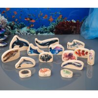 15 figure di creature marine in blocchi di legno