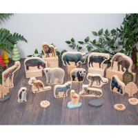 15 figurines danimaux sauvages en blocs de bois
