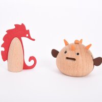 Set of 10 sea creature wooden figures