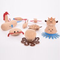 Set of 10 sea creature wooden figures