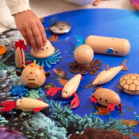 Set of 10 sea creature wooden figures