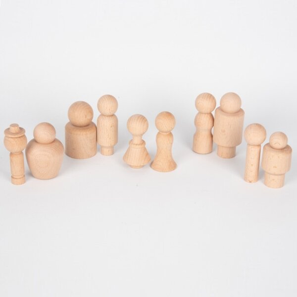 Ensemble de 10 figurines communautaires en bois
