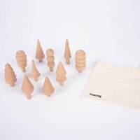 Set di 10 figure di alberi in legno