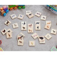Gioco delle coppie di immagini di animali domestici (Memo) in legno (28 pezzi)