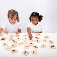 Gioco delle coppie di immagini di animali domestici (Memo) in legno (28 pezzi)