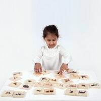 Gioco delle coppie di immagini di animali domestici (Memo) in legno (28 pezzi)