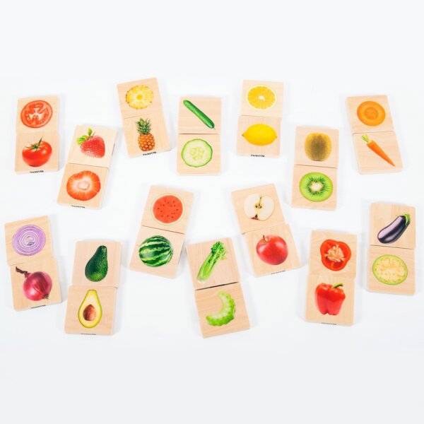 Fruit and vegetable picture pairs game (Memo) in wood (28 pieces)