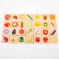 Fruit and vegetable picture pairs game (Memo) in wood (28 pieces)