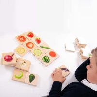 Fruit and vegetable picture pairs game (Memo) in wood (28 pieces)