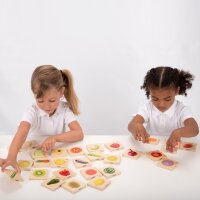 Fruit and vegetable picture pairs game (Memo) in wood (28 pieces)