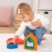 Set di 7 forme di case arcobaleno in legno