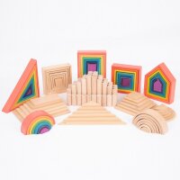 Set di 7 forme di case arcobaleno in legno