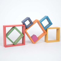 Set di 7 quadrati arcobaleno in legno