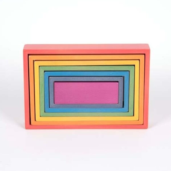 Set di 7 rettangoli arcobaleno in legno