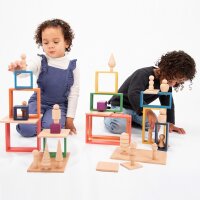Large set of 28 rainbow shapes in wood