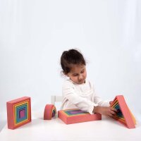 Large set of 28 rainbow shapes in wood