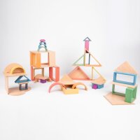 Large set of 28 rainbow shapes in wood