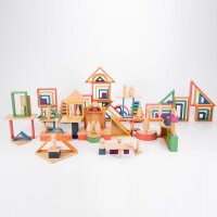 Large set of 28 rainbow shapes in wood