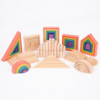 Large set of 28 rainbow shapes in wood