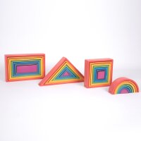 Large set of 28 rainbow shapes in wood