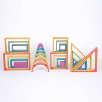 Large set of 28 rainbow shapes in wood