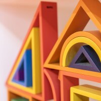 Large set of 28 rainbow shapes in wood