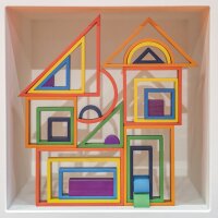 Large set of 28 rainbow shapes in wood